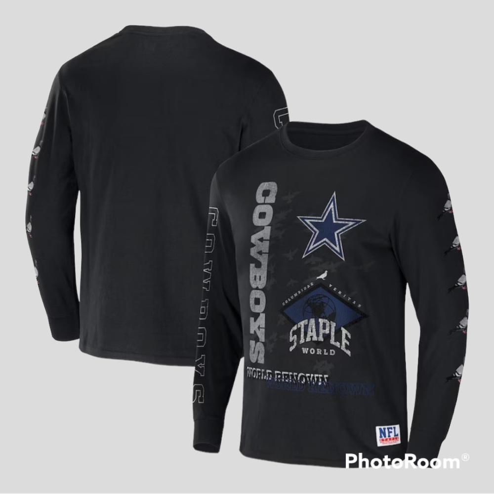 Men's NFL x Staple Black Dallas Cowboys World Renowned Long Sleeve T-Shirt XL
